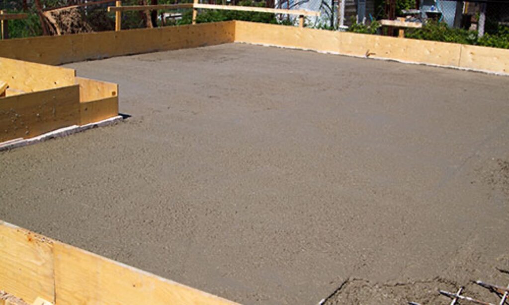 Concrete base poured using barrow service