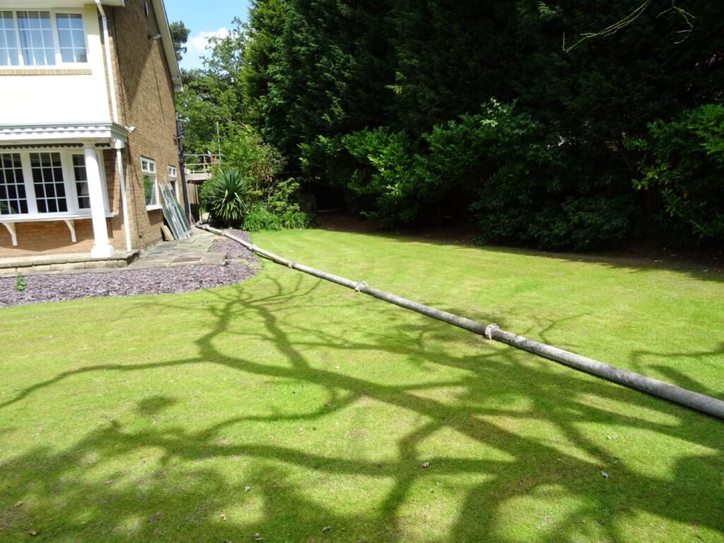 Concrete pumped to a rear garden